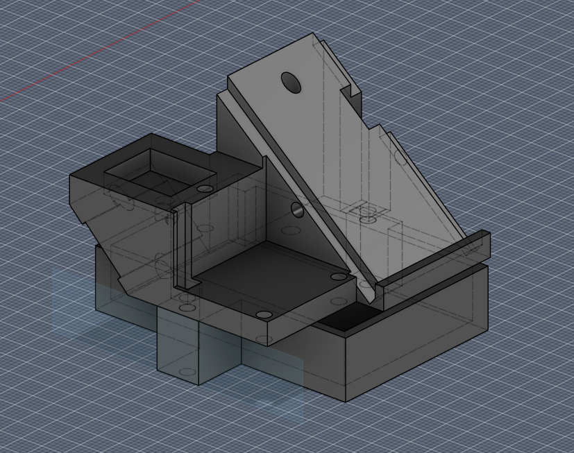 Fusion 360 model of the mount, including the battery mount